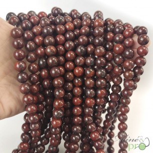 Jaspe hématoïde en perles rondes 8mm - fil complet