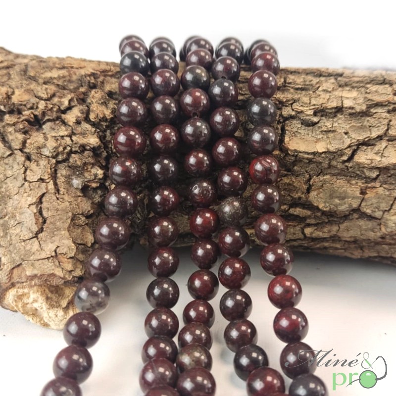 Jaspe hématoïde en perles rondes 8mm - fil complet