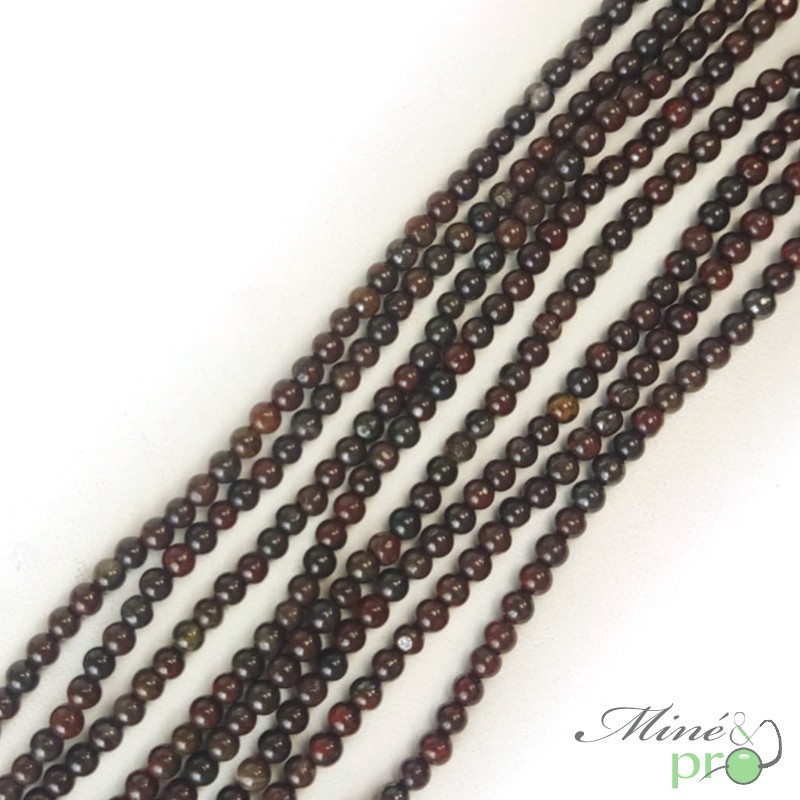 Jaspe hématoïde en perles rondes 4mm - fil complet