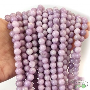 Lépidolite A en perles rondes 8mm - fil complet