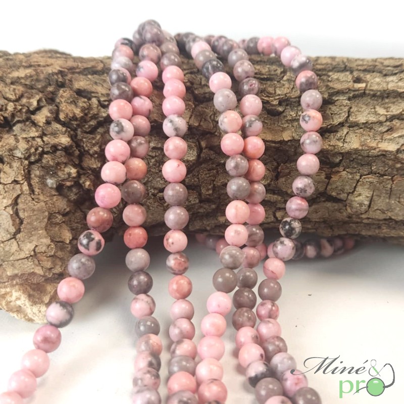 Jaspe flamingo A en perles rondes 6mm - fil complet
