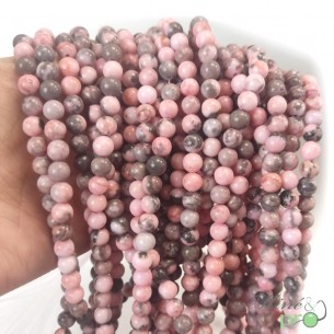 Jaspe flamingo A en perles rondes 6mm - fil complet