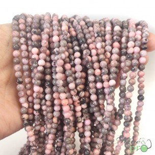 Jaspe zèbre rose A en perles rondes 4mm - fil complet