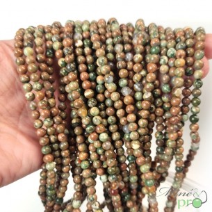 Jaspe océan A en perles rondes 4mm - fil complet