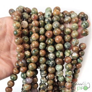Jaspe océan A en perles rondes 8mm - fil complet