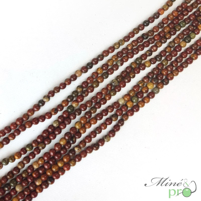 Jaspe picasso A en perles rondes 4mm - fil complet