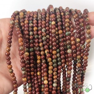 Jaspe picasso A en perles rondes 4mm - fil complet