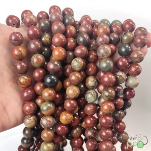 Jaspe picasso A en perles rondes 10mm - fil complet