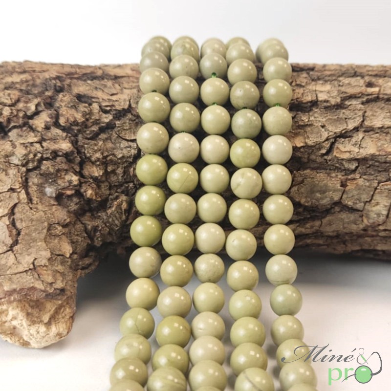 Jaspe avocat A en perles rondes 8mm - fil complet
