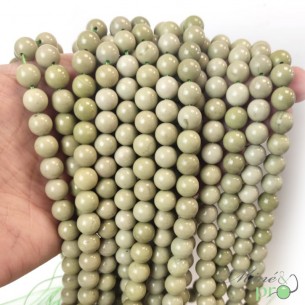 Jaspe avocat A en perles rondes 8mm - fil complet