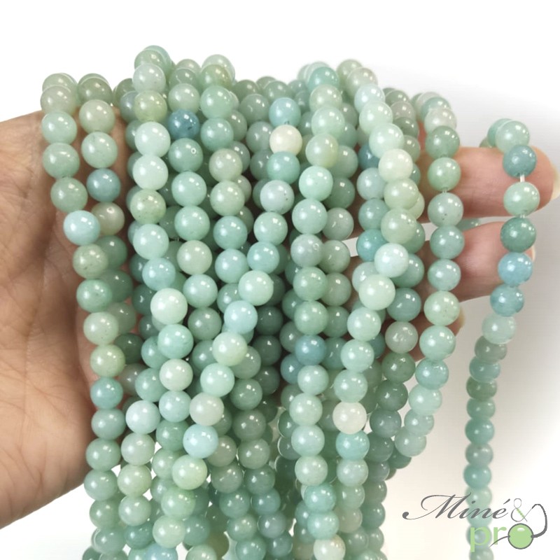 Amazonite A en perles rondes 6mm - fil complet Amazonite A en perles rondes 6mm - fil complet