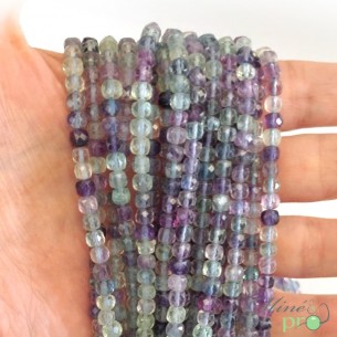 Fluorite AA en perles facettées 4mm - fil complet