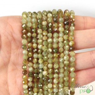 Grenat vert A perles facettées 4mm - fil complet