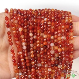 Cornaline en perles facettées 4mm - fil complet