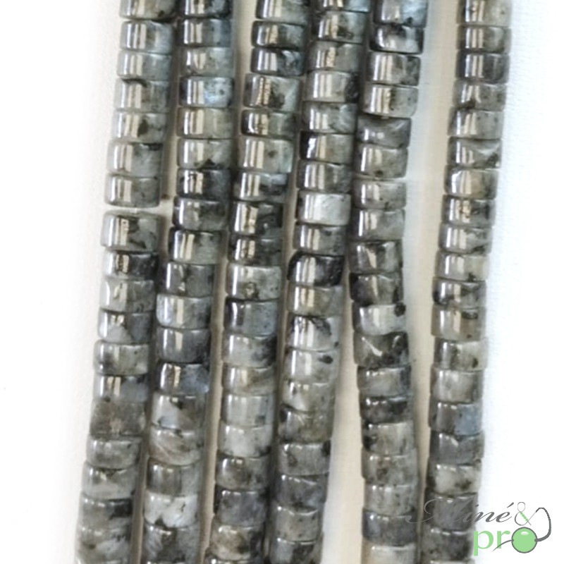 Larvikite en rondelles heishi 6mm - fil complet