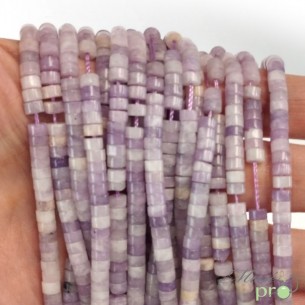 Lepidolite en rondelles heishi 4mm - fil complet