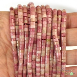 Rhodonite rose en rondelles heishi 4mm - fil complet