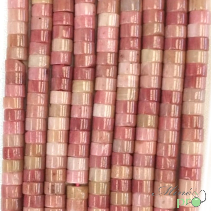 Rhodonite rose en rondelles heishi 4mm - fil complet
