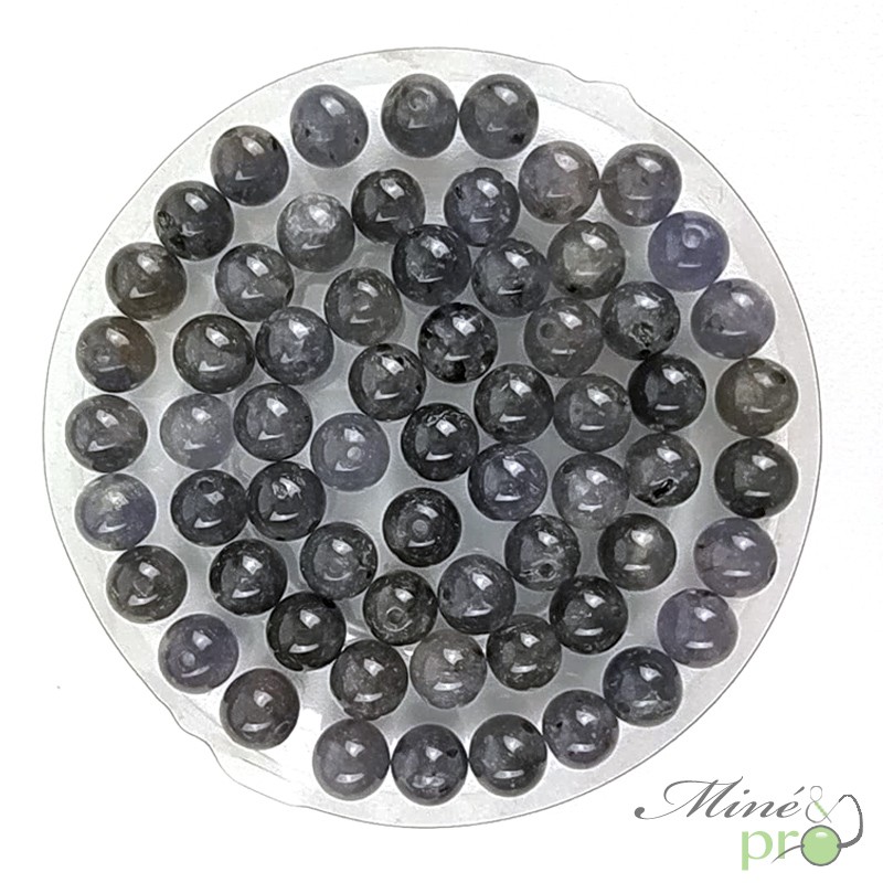 Iolite en perles rondes 6mm - lot de 10