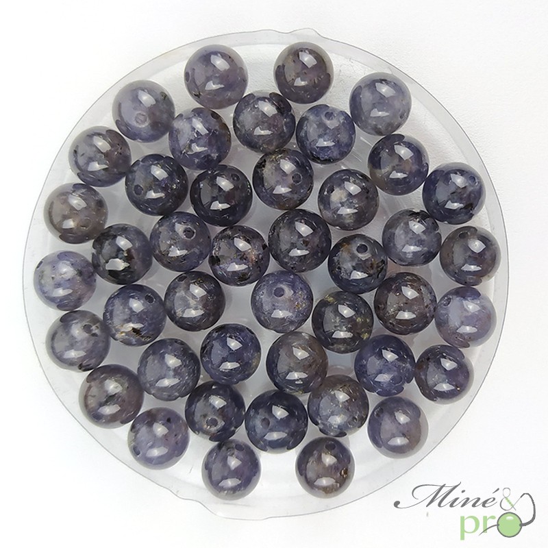Iolite en perles rondes 8mm - lot de 10