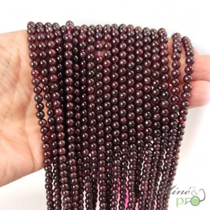 Grenat almandin A en perles rondes 4mm - fil complet