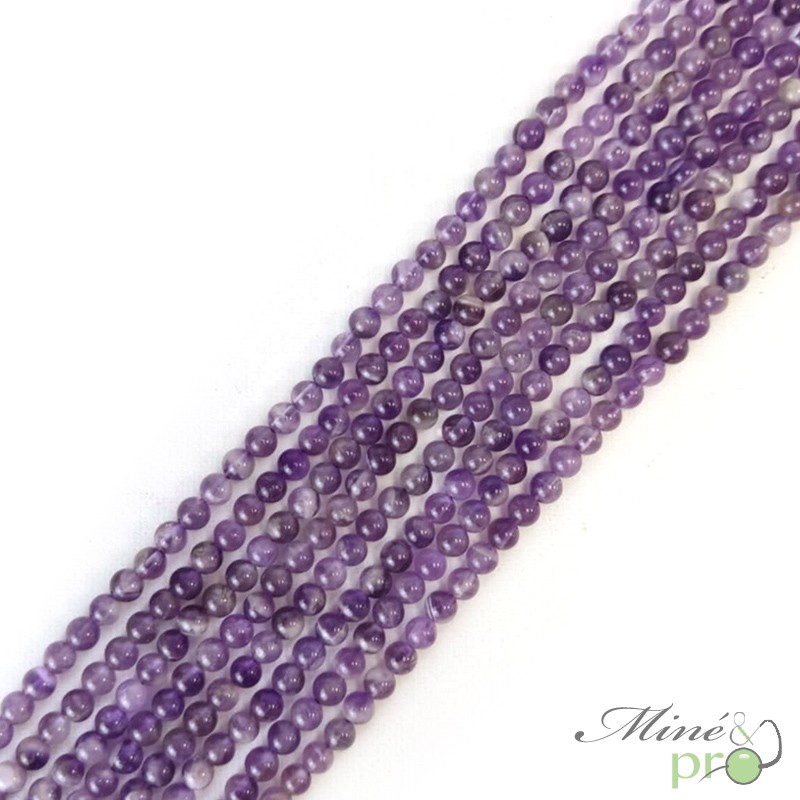 Améthyste chevron A en perles rondes 4mm - fil complet Améthyste chevron A en perles rondes 4mm - fil complet