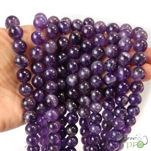 Améthyste AB en perles rondes 10mm - fil complet