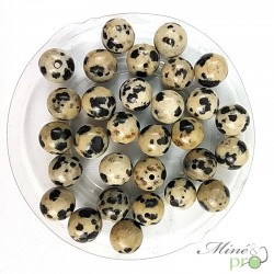 Jaspe dalmatien en perles rondes 8mm - lot de 10