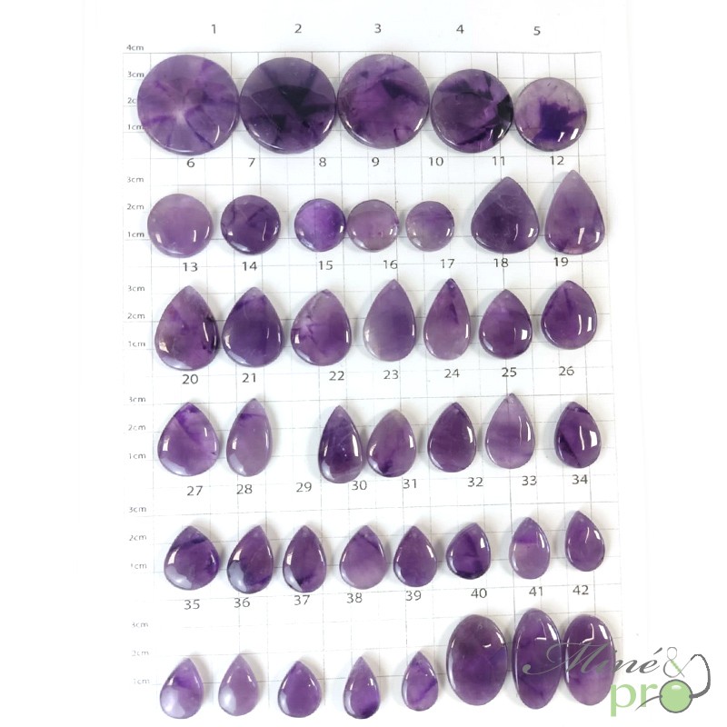 Améthyste - cabochons percés Améthyste - cabochons percés