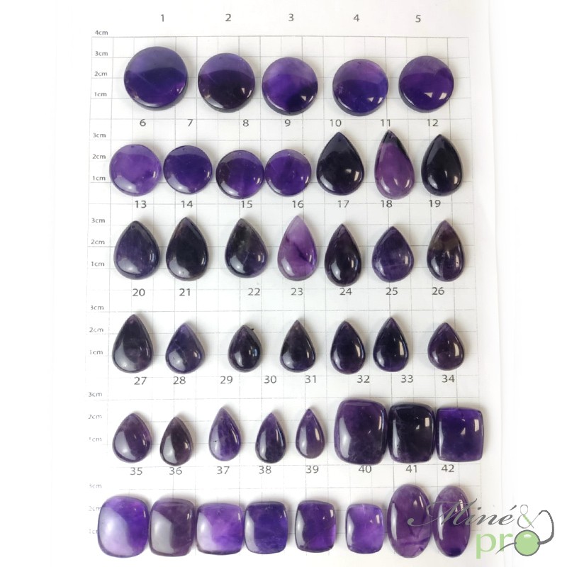 Améthyste foncée - cabochons percés Améthyste foncée - cabochons percés