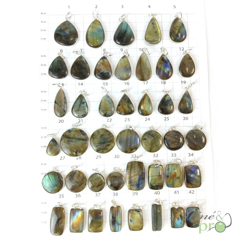 Labradorite - pendentifs cerclés