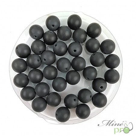 Perles Nacrées Rondes 8 Mm - Lot De 100 - Verre Brillant Noir - Pour Création De Bijoux DIY