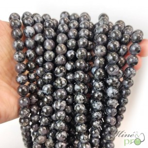 Gabbro A en perles rondes 8mm - fil complet