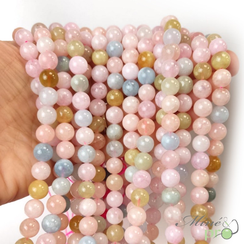 Béryl en perles rondes 8mm - fil complet