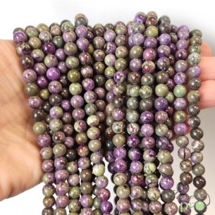 Stichtite A+ en perles rondes 6mm - fil complet