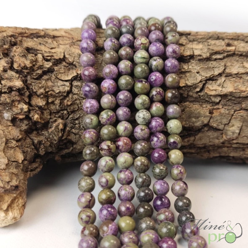 Stichtite A+ en perles rondes 6mm - fil complet