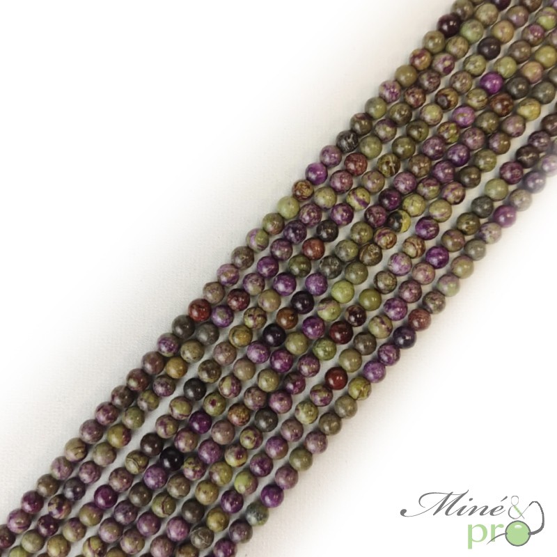 Stichtite A+ en perles rondes 4mm - fil complet
