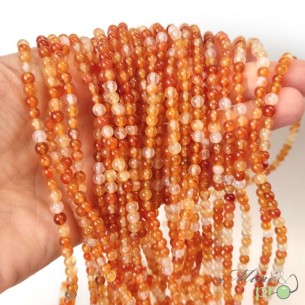 Cornaline mixte naturelle A en perles rondes 4mm - fil complet