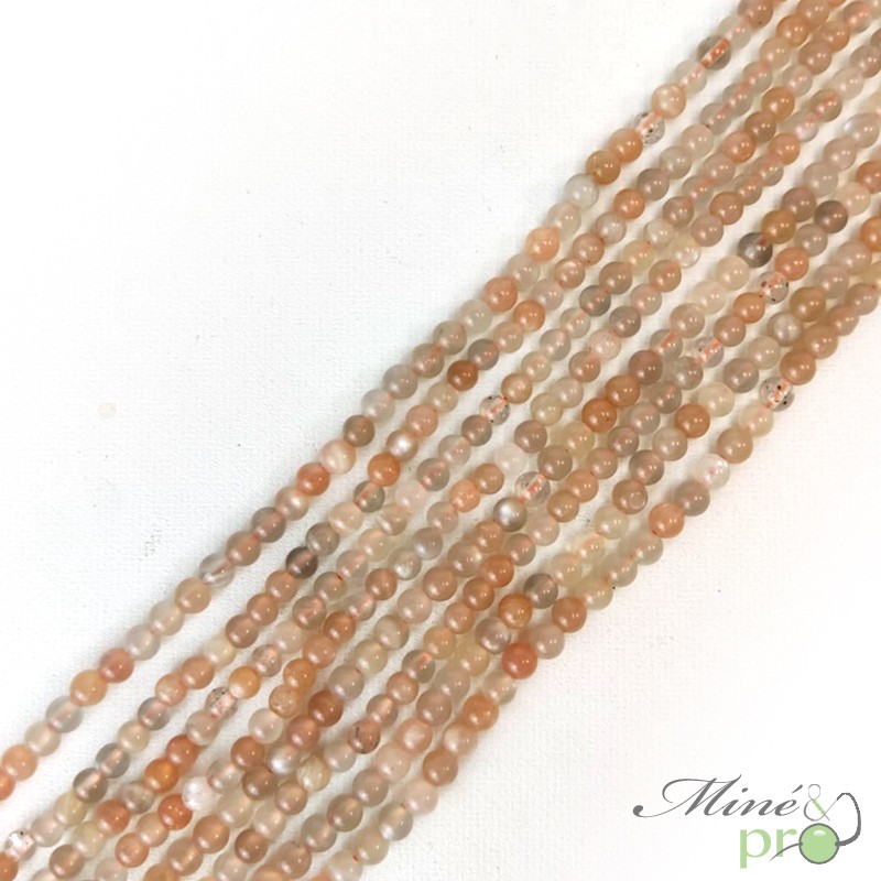 Pierre de lune mixte en perles rondes 4mm - fil complet