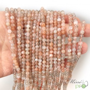 Pierre de lune mixte en perles rondes 4mm - fil complet