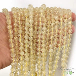 Quartz lemon en perles rondes 4mm - fil complet