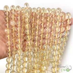 Quartz lemon A+ en perles rondes 6mm - fil complet
