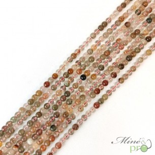 Quartz à inclusions A en perles rondes 4mm - fil complet