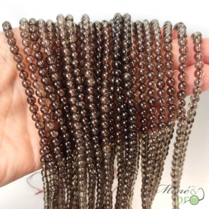 Quartz fumé A en perles rondes 4mm - fil complet