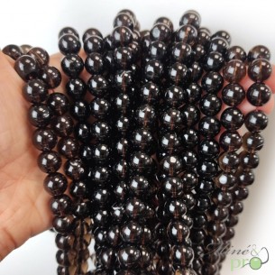 Quartz fumé A+ en perles rondes 10mm - fil complet