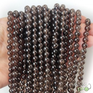 Quartz fumé AB+ en perles rondes 6mm - fil complet
