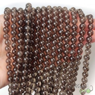 Quartz fumé A en perles rondes 6mm - fil complet