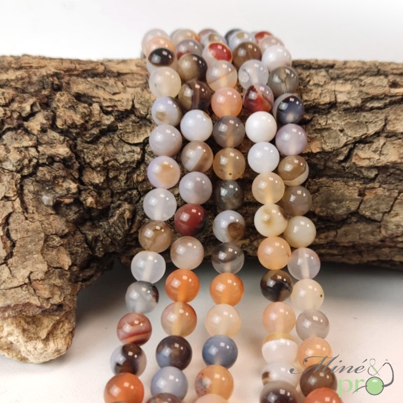 Sardonyx en perles rondes 8mm - fil complet