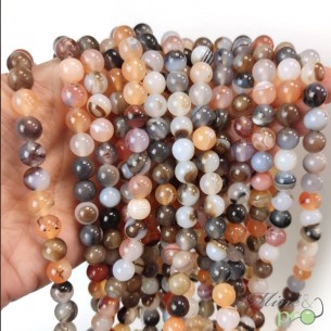 Sardonyx en perles rondes 8mm - fil complet