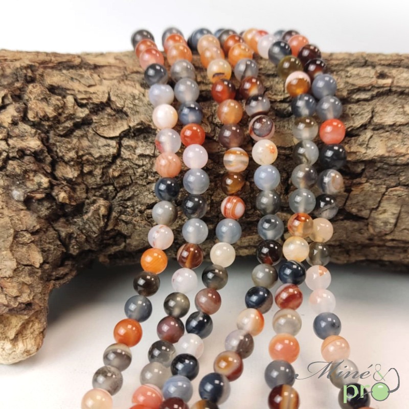 Sardonyx en perles rondes 6mm - fil complet